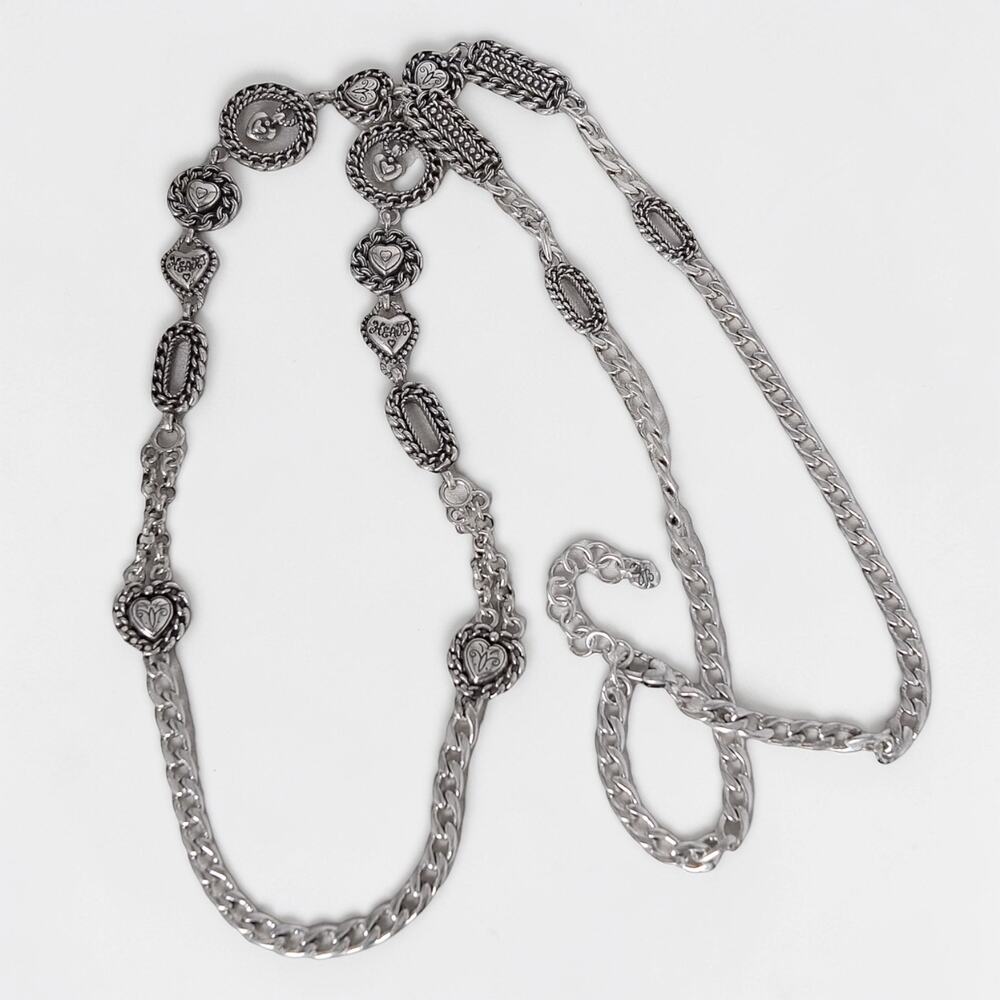 Brighton Grandview Long Chunky Curb Chain Necklace Silver Plated 40-41 Vintage